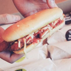Hand-held breadstick sandwich / office lunch