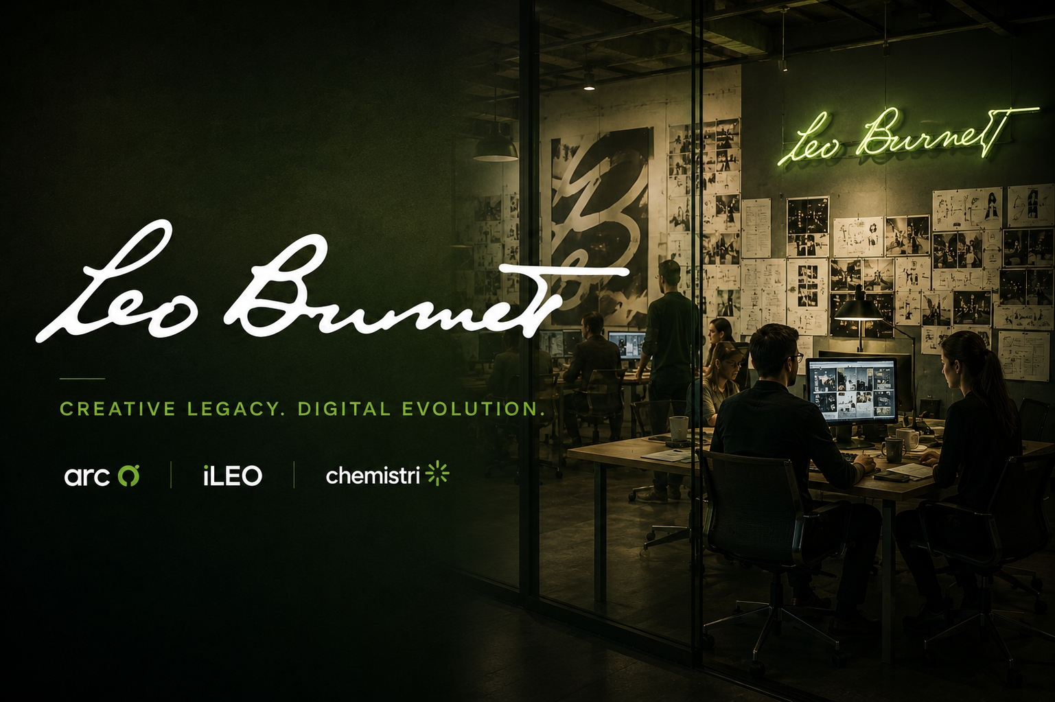 Leo Burnett leadership image pairing the agency's creative legacy with its digital evolution.