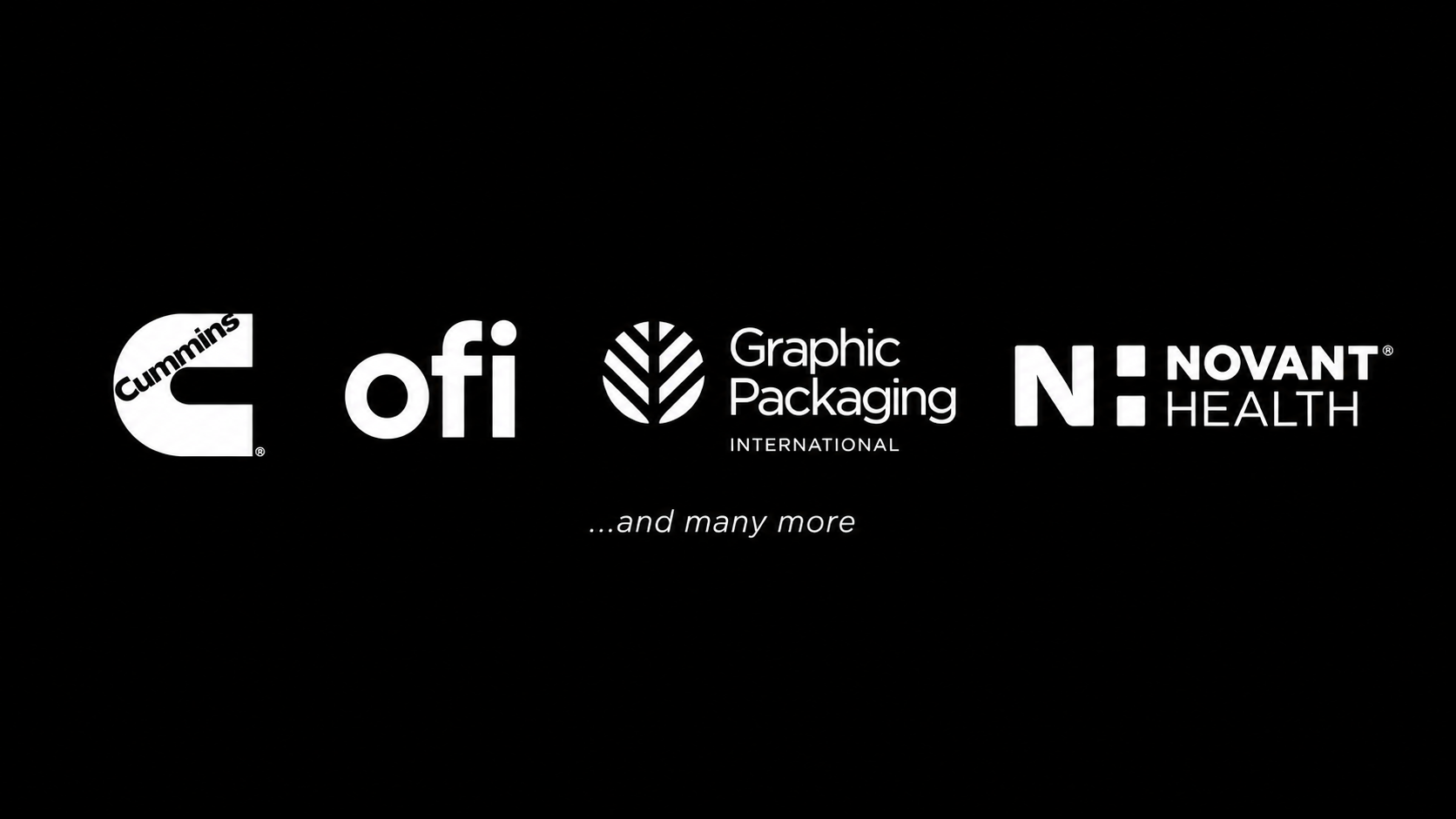 Consulting client marks for Cummins, ofi, Graphic Packaging International, and Novant Health.
